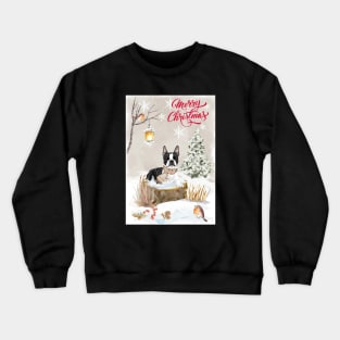 Boston Terrier Merry Christmas Santa Dog Crewneck Sweatshirt